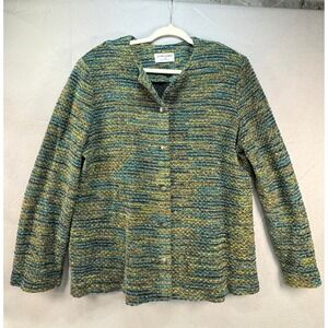 Vintage Grandmacore Textured Knit Cardigan Multicolor Alfred Dunner Size 18 USA